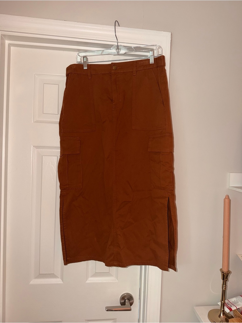 Midi Cargo Skirt in Rust